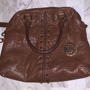 Michael Kors Brown Leather Gold Stud Purse